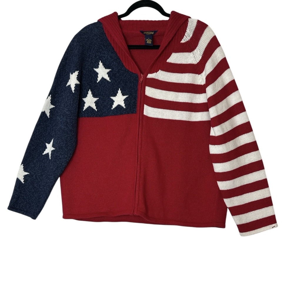 Shaver Lake Authentic Casuals Cardigan Women XL Sweater 4th Of July USA Y2K‎